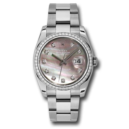 Đồng hồ Rolex Steel & White Gold Datejust 52 Diamond Bezel Dark Mother-Of-Pearl Diamond Dial Oyster Bracelet 116244 dkmdo 36mm