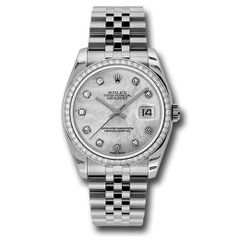 Đồng hồ Rolex Steel & White Gold Datejust 52 Diamond Bezel Mother-Of-Pearl Diamond Dial Jubilee Bracelet 116244 mdj 36mm