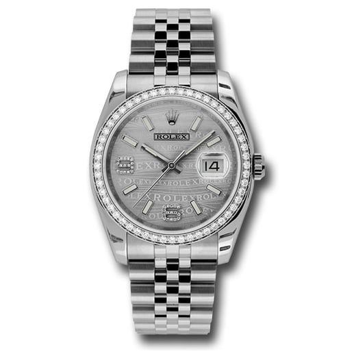 Đồng hồ Rolex Steel & White Gold Datejust 52 Diamond Bezel Silver Wave Diamond 6 & 9 Arabic Dial Jubilee Bracelet 116244 swdaj 36mm