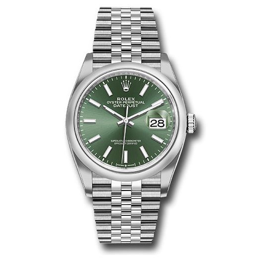 Đồng hồ Rolex Oystersteel Datejust Domed Bezel Mint Green Index Dial Jubilee Bracelet 126200 mgij 36mm