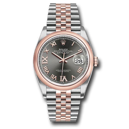 Đồng hồ Rolex Steel & Everose Rolesor Datejust Domed Bezel Dark Rhodium Roman Dial Jubilee Bracelet 126201 dkrdr69j 36mm