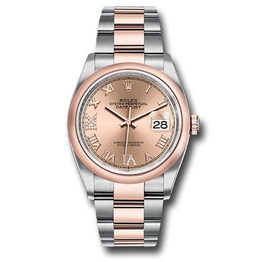 Đồng hồ Rolex Steel & Everose Rolesor Datejust Domed Bezel Rose Roman Dial Oyster Bracelet 126201 rdr69o 36mm