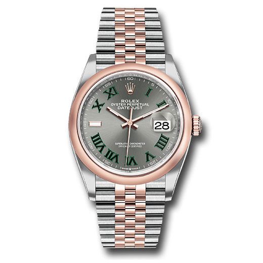 Đồng hồ Rolex Everose Rolesor Datejust Domed Bezel Slate Roman Dial Jubilee Bracelet 126201 slgrj 36mm
