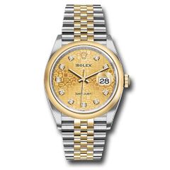 Đồng hồ Rolex Yellow Rolesor Datejust Domed Bezel Champagne Jubilee Diamond Dial Jubilee Bracelet 126203 chjdj 36mm