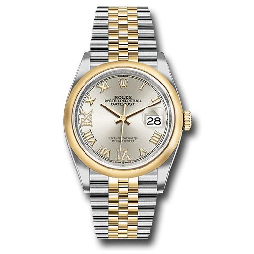Đồng hồ Rolex Steel & Yellow Gold Rolesor Datejust Domed Bezel Silver Roman Dial Jubilee Bracelet 126203 sdr69j 36mm