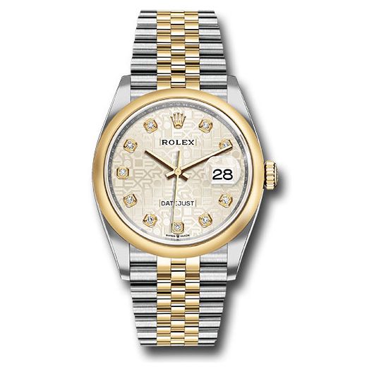 Đồng hồ Rolex Steel & Yellow Gold Rolesor Datejust Domed Bezel Silver Jubilee Diamond Dial Jubilee Bracelet 126203 sjdj 36mm