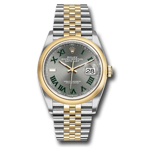 Đồng hồ Rolex Yellow Rolesor Datejust Domed Bezel Slate Roman Dial Jubilee Bracelet 126203 slgrj 36mm