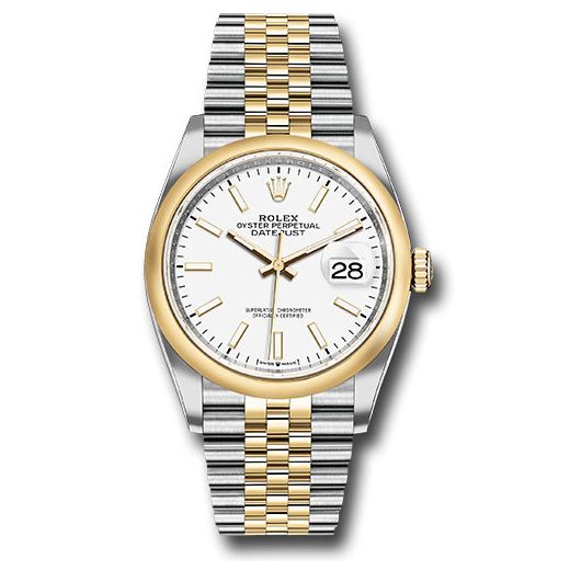 Đồng hồ Rolex Steel & Yellow Gold Rolesor Datejust Domed Bezel White Index Dial Jubilee Bracelet 126203 wij 36mm