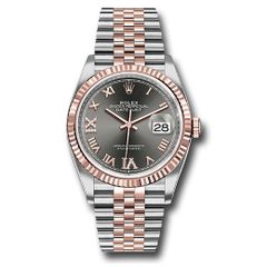 Đồng hồ Rolex Steel & Everose Rolesor Datejust Fluted Bezel Dark Rhodium Roman Dial Jubilee Bracelet 126231 dkrdr69j 36mm