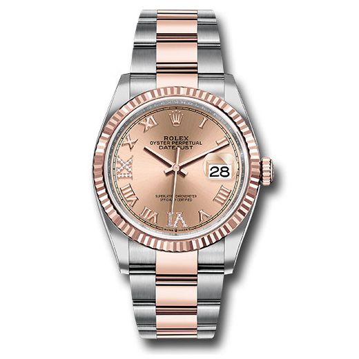 Đồng hồ Rolex Steel & Everose Rolesor Datejust Fluted Bezel Rose Roman Dial Oyster Bracelet 126231 rdr69o 36mm