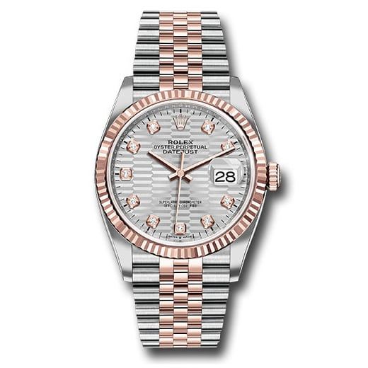 Đồng hồ Rolex Everose Rolesor Datejust Fluted Bezel Silver Fluted Motif Diamond Dial Jubilee Bracelet 126231 sflmdj 36mm