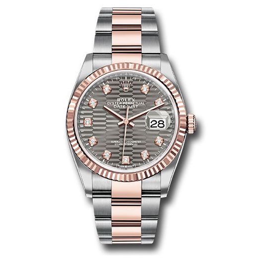 Đồng hồ Rolex Everose Rolesor Datejust Fluted Bezel Slate Fluted Motif Diamond Dial Oyster Bracelet 126231 slflmdo 36mm