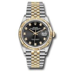 Đồng hồ Rolex Steel & Yellow Gold Rolesor Datejust Fluted Bezel Black Diamond Dial Jubilee Bracelet 126233 bkdj 36mm