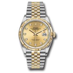Đồng hồ Rolex Steel & Yellow Gold Rolesor Datejust Fluted Bezel Champagne Diamond Dial Jubilee Bracelet 126233 chdj 36mm