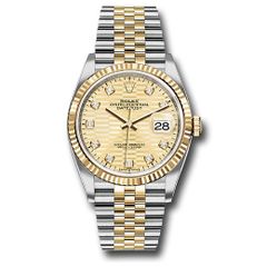 Đồng hồ Rolex Yellow Rolesor Datejust Fluted Bezel Golden Fluted Motif Diamond Dial Jubilee Bracelet 126233 gflmdj 36mm