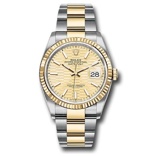 Đồng hồ Rolex Steel & Yellow Gold Rolesor Datejust Fluted Bezel Golden Fluted Motif Index Dial Oyster Bracelet 126233 gfmio 36mm