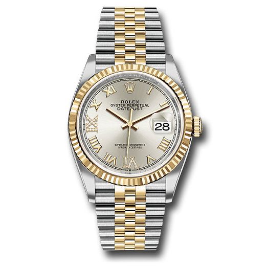 Đồng hồ Rolex Steel & Yellow Gold Rolesor Datejust Fluted Bezel Silver Roman Dial Jubilee Bracelet 126233 sdr69j 36mm