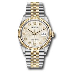 Đồng hồ Rolex Steel & Yellow Gold Rolesor Datejust Fluted Bezel Silver Jubilee Diamond Dial Jubilee Bracelet 126233 sjdj 36mm
