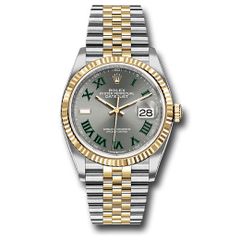 Đồng hồ Rolex Yellow Rolesor Datejust Fluted Bezel Slate Roman Dial Jubilee Bracelet 126233 slgrj 36mm
