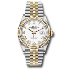 Đồng hồ Rolex Steel & Yellow Gold Rolesor Datejust Fluted Bezel White Roman Dial Jubilee Bracelet 126233 wrj 36mm