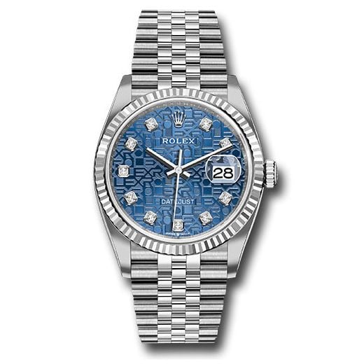 Đồng hồ Rolex Steel Datejust Fluted Bezel Blue Jubilee Diamond Dial Jubilee Bracelet 126234 bljdj 36mm