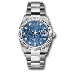 Đồng hồ Rolex Steel Datejust Fluted Bezel Blue Jubilee Diamond Dial Oyster Bracelet 126234 bljdo 36mm