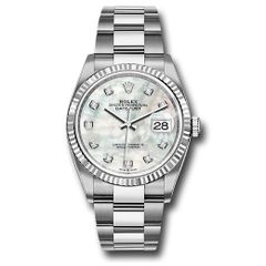 Đồng hồ Rolex Steel Datejust Fluted Bezel Mother-of-Pearl Diamond Dial Oyster Bracelet 126234 mdo 36mm