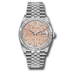 Đồng hồ Rolex Steel Datejust Fluted Bezel Pink Jubilee Diamond Dial Jubilee Bracelet 126234 pjdj 36mm