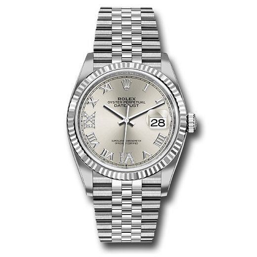 Đồng hồ Rolex Steel Datejust Fluted Bezel Silver Diamond Roman VI & IX Dial Jubilee Bracelet 126234 sdr69j 36mm