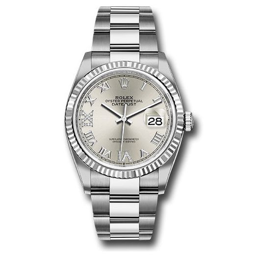 Đồng hồ Rolex Steel Datejust Fluted Bezel Silver Diamond Roman VI & IX Dial Oyster Bracelet 126234 sdr69o 36mm