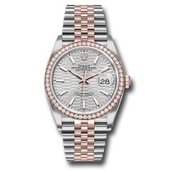 Đồng hồ Rolex Everose Rolesor Datejust Diamond Bezel Silver Fluted Motif Index Dial Jubilee Bracelet 126281rbr sflmij 36mm