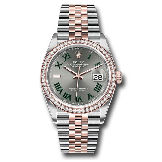 Đồng hồ Rolex Everose Rolesor Datejust Diamond Bezel Slate Roman Dial Jubilee Bracelet 126281rbr slgrj 36mm