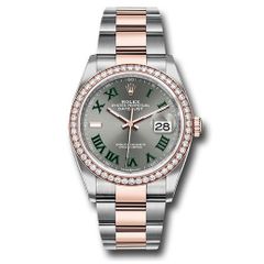 Đồng hồ Rolex Everose Rolesor Datejust Diamond Bezel Slate Roman Dial Oyster Bracelet 126281rbr slgro 36mm