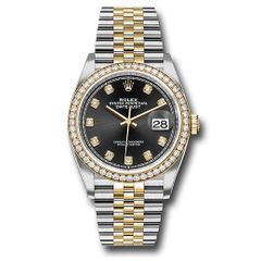 Đồng hồ Rolex Steel & Yellow Gold Rolesor Datejust Yellow Diamond Bezel Black Diamond Dial Jubilee Bracelet 126283RBR bkdj 36mm