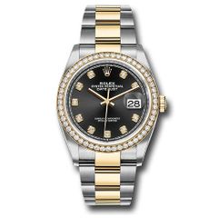 Đồng hồ Rolex Steel & Yellow Gold Rolesor Datejust Diamond Bezel Black Diamond Dial Oyster Bracelet 126283RBR bkdo 36mm