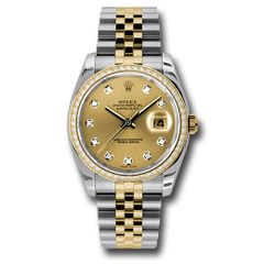 Đồng hồ Rolex Steel & Yellow Gold Rolesor Datejust 52 Brilliant-Cut Diamond Bezel Champagne Diamond Dial Jubilee Bracelet 116243 chdj 36mm