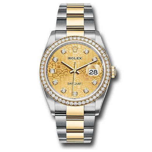 Đồng hồ Rolex Yellow Rolesor Datejust Diamond Bezel Champagne Jubilee Diamond Dial Oyster Bracelet 126283rbr chjdo 36mm