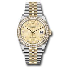 Đồng hồ Rolex Yellow Rolesor Datejust Diamond Bezel Golden Fluted Motif Diamond Dial Jubilee Bracelet 126283rbr gflmdj 36mm