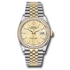 Đồng hồ Rolex Yellow Rolesor Datejust Diamond Bezel Golden Fluted Motif Index Dial Jubilee Bracelet 126283rbr gflmij 36mm