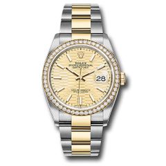 Đồng hồ Rolex Yellow Rolesor Datejust Diamond Bezel Golden Fluted Motif Index Dial Oyster Bracelet 126283rbr gflmio 36mm