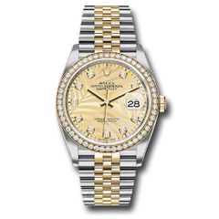 Đồng hồ Rolex Yellow Rolesor Datejust Diamond Bezel Golden Palm Motif Diamond Dial Jubilee Bracelet 126283rbr gpmdj 36mm