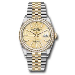 Đồng hồ Rolex Yellow Rolesor Datejust Diamond Bezel Golden Palm Motif Index Dial Jubilee Bracelet 126283rbr gpmij 36mm