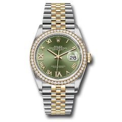 Đồng hồ Rolex Steel & Yellow Gold Rolesor Datejust Yellow Diamond Bezel Olive Green Roman Dial Jubilee Bracelet 126283RBR ogdr69j 36mm