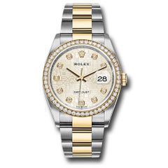 Đồng hồ Rolex Steel & Yellow Gold Rolesor Datejust Diamond Bezel Silver Jubilee Diamond Dial Oyster Bracelet 126283RBR sjdo 36mm