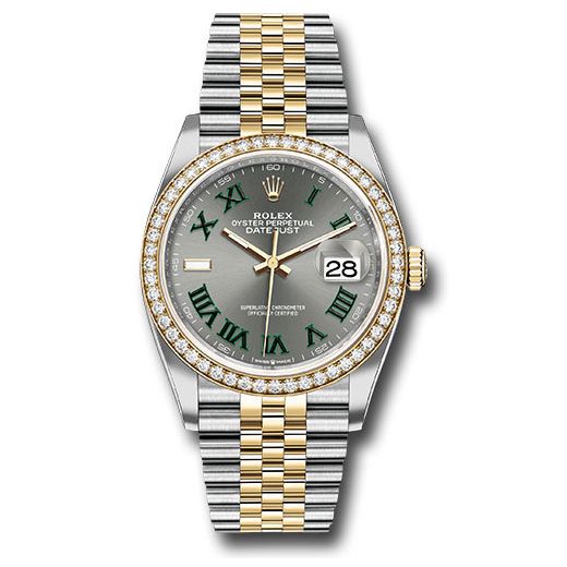 Đồng hồ Rolex Yellow Rolesor Datejust Diamond Bezel Slate Roman Dial Jubilee Bracelet 126283rbr slgrj 36mm