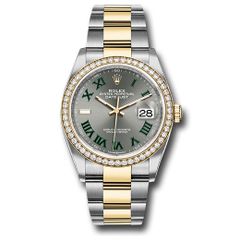 Đồng hồ Rolex Yellow Rolesor Datejust Diamond Bezel Slate Roman Dial Oyster Bracelet 126283rbr slgro 36mm