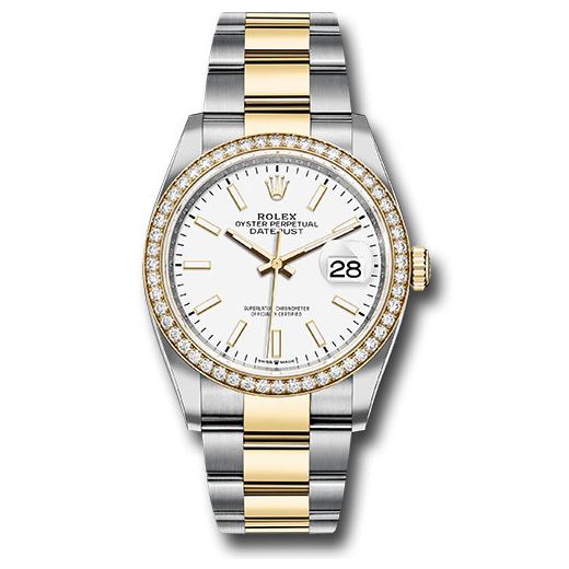 Đồng hồ Rolex Steel & Yellow Gold Rolesor Datejust Diamond Bezel White Index Dial Oyster Bracelet 126283RBR wio 36mm