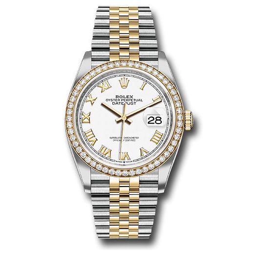 Đồng hồ Rolex Steel & Yellow Gold Rolesor Datejust Yellow Diamond Bezel White Roman Dial Jubilee Bracelet 126283RBR wrj 36mm