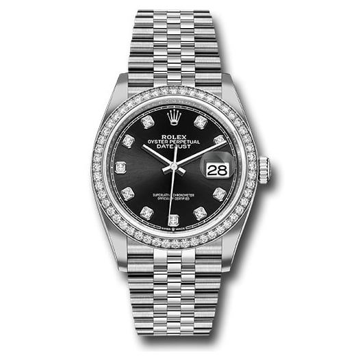 Đồng hồ Rolex Steel Datejust Diamond Bezel Black Diamond Dial Jubilee Bracelet 126284RBR bkdj 36mm