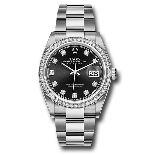 Đồng hồ Rolex Steel Datejust Diamond Bezel Black Diamond Dial Oyster Bracelet 126284RBR bkdo 36mm